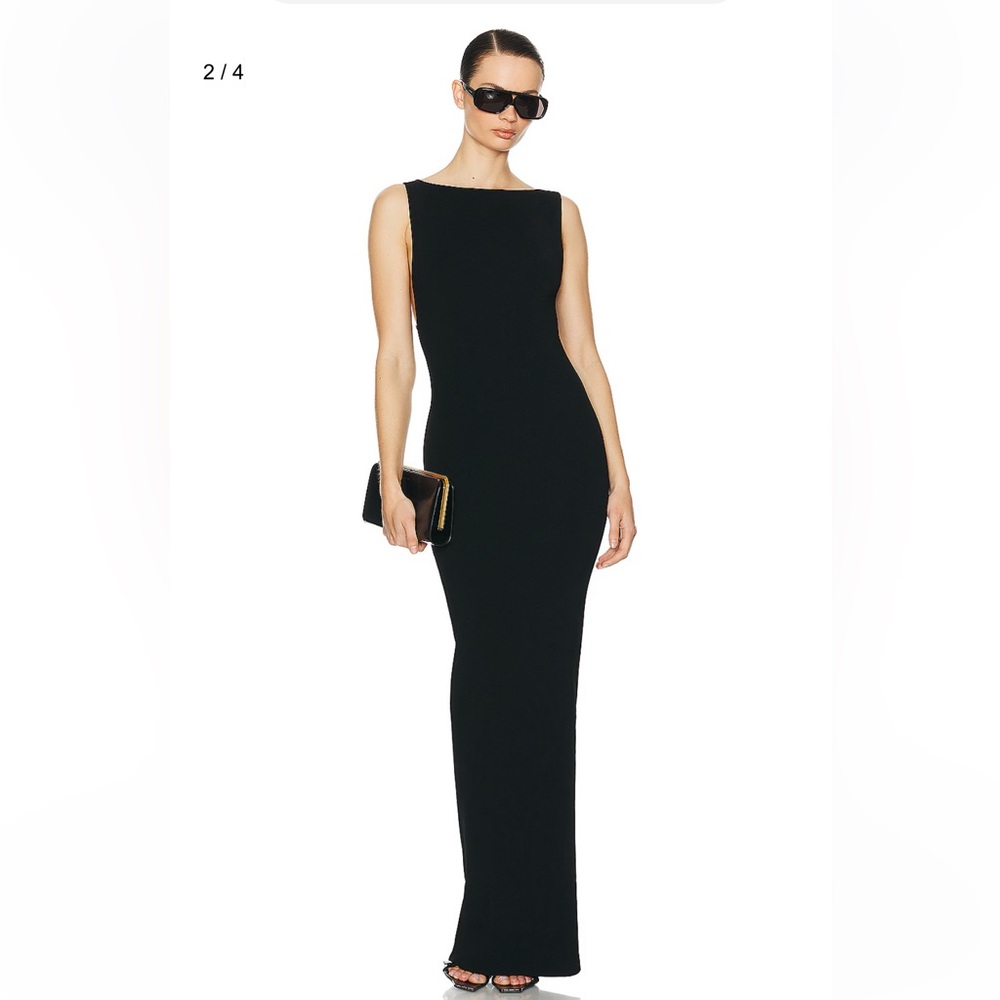 HELSA Lanli Knit Dress black open back maxi gown column sheath FWRD Revolve S - Picture 5 of 14